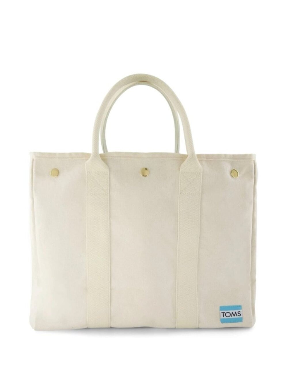 TOMS Cream Canvas Tote with Branded Patch NWOT